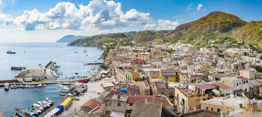 Lipari Yacht Charter island harbor view Aeolian Islands Sicily Mediterranean yacht charter destination Italy