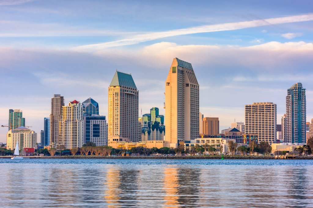 San Diego yacht charter skyline marina view California USA