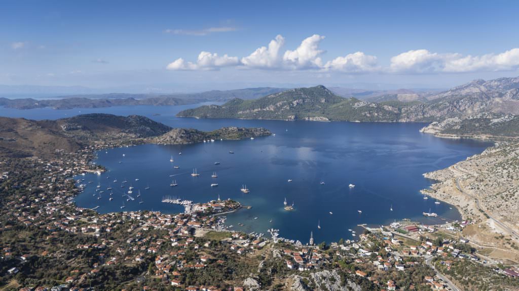 Selimiye yacht charter aerial view of Datca Peninsula turquoise coast Turkey