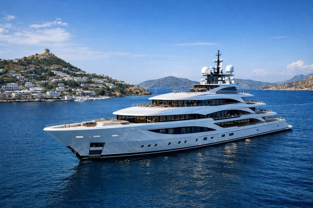 Mega yacht anchored near Simena Kekova Kas Turkey yacht charter