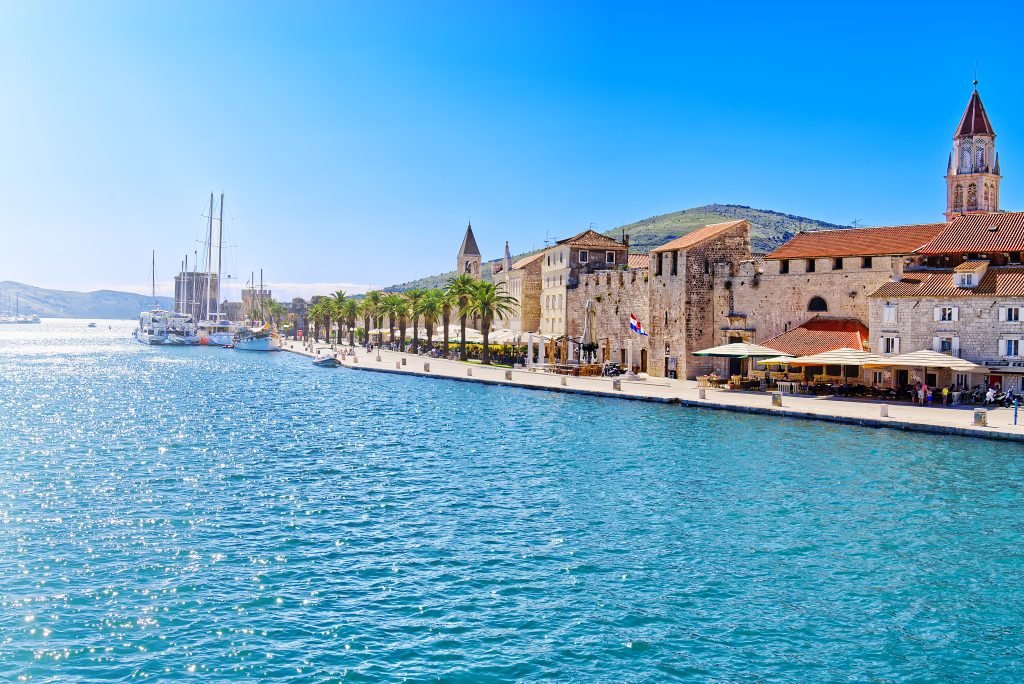 Luxury yacht charter Trogir old town waterfront Croatia