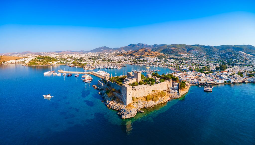 Bodrum Yacht Charter – Bodrum Castle and marina aerial view
