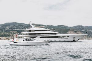 Luxury superyacht JOY side profile Mediterranean clean exterior design
