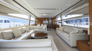 Princess 82Y spacious main salon with elegant interior