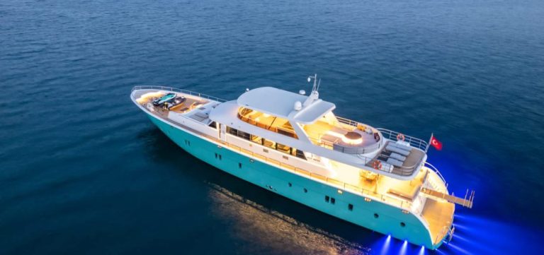 Deep water yacht charter profile on calm waters